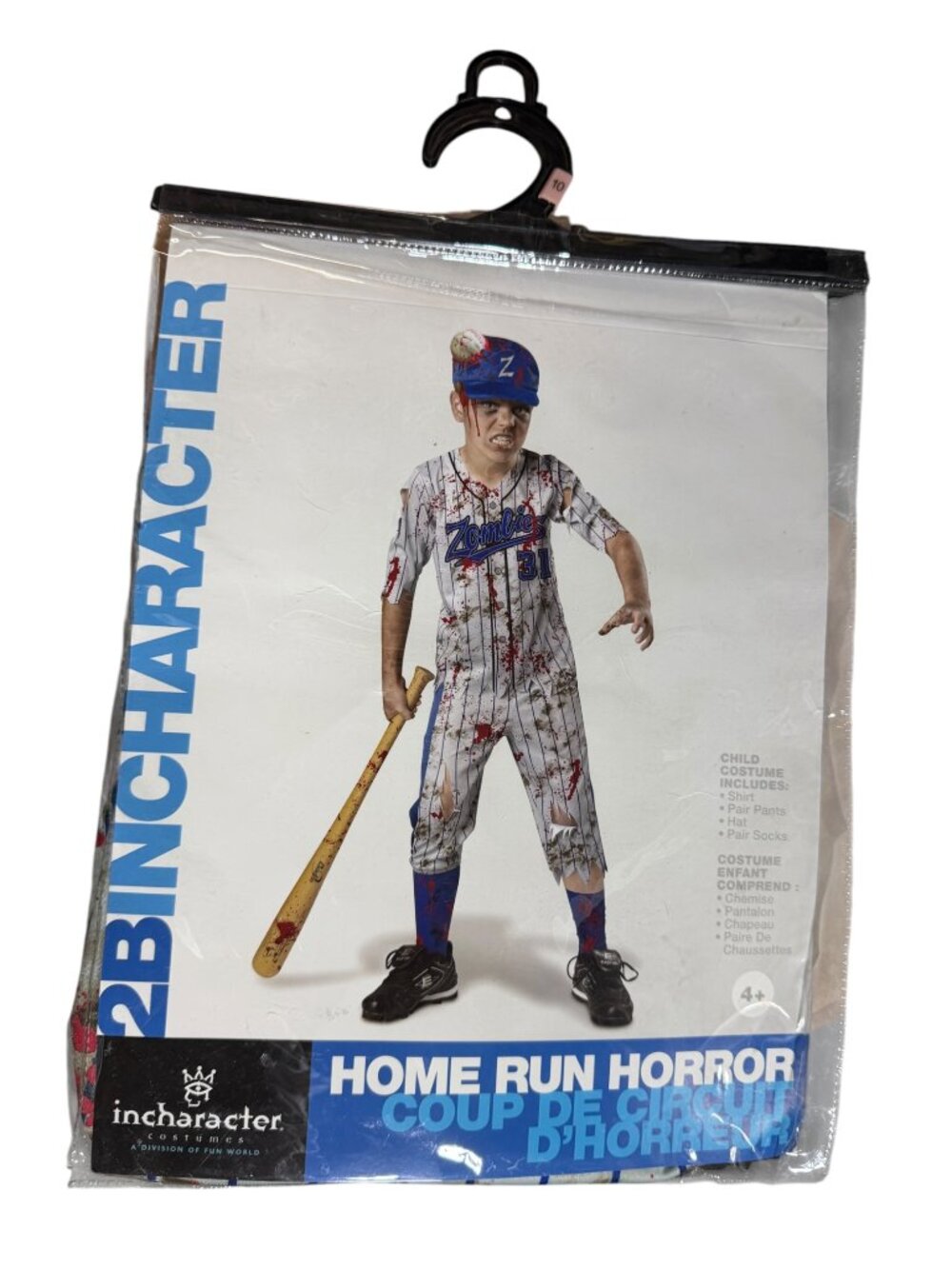 InCharacter Boys Home Run Horror Zombie Baseball Costume Size 10 Large Halloween